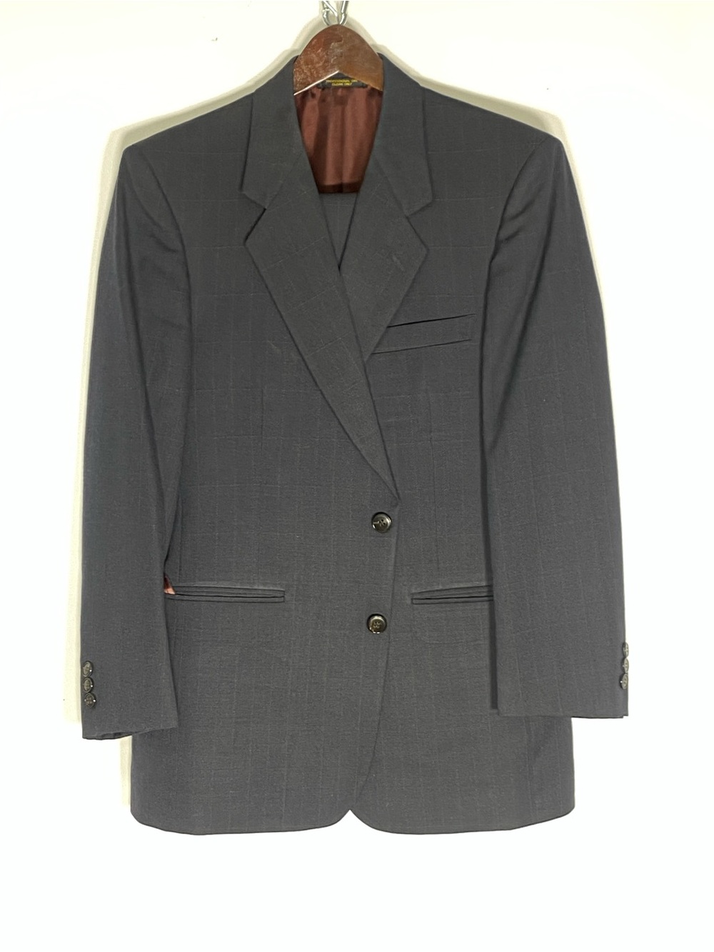Men's Charcoal Windowpane Two-Button Blazer